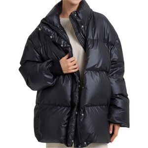 NWT Nap Duck Down Matte Quilted Puffer Jacket Black Large